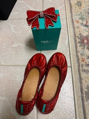 Tieks Women's Red diamond Leather Ballet Flats